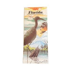 Vintage Paper Ephemera Florida State Road Map 1982 Full Color GUC Heron Ship